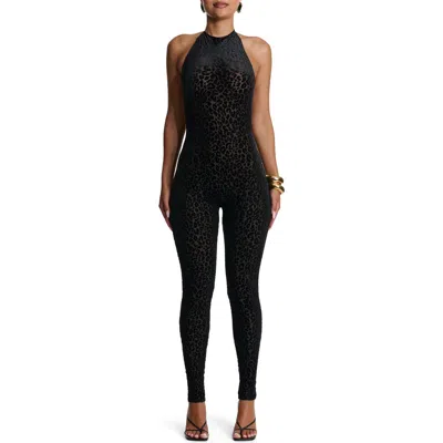 Naked Wardrobe Burnout Open Back Jumpsuit In Black