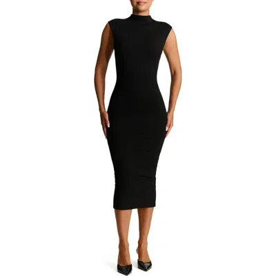Naked Wardrobe Butter Cap Sleeve Midi Dress In Black | ModeSens