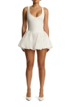 Naked Wardrobe Butter Tank Bubble Mixed Media Minidress In White
