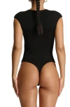 Naked Wardrobe Cap Sleeve Bodysuit In Black
