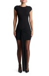 Naked Wardrobe Cascade Detail Body-con Minidress In Black