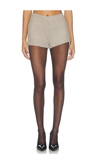 Naked Wardrobe Chevron Suited Hot Pants In Taupe