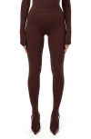 Naked Wardrobe Closed Toe Leggings In Chocolate