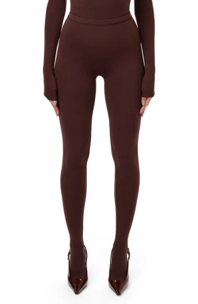 Naked Wardrobe Closed Toe Leggings In Chocolate