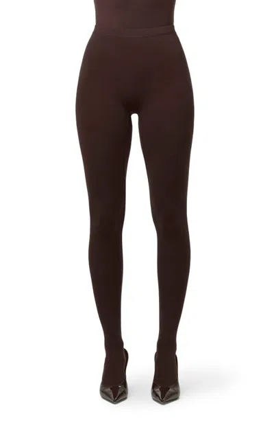 Naked Wardrobe Closed Toe Leggings In Dark Chocolate