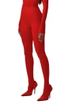 Naked Wardrobe Closed Toe Leggings In Red