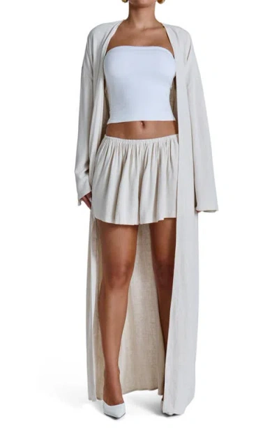 Naked Wardrobe Cotton & Linen Oversize Duster In White