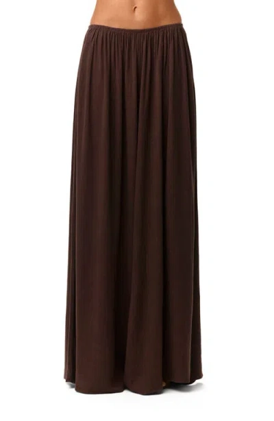 Naked Wardrobe Cotton & Linen Wide Leg Pants In Brown