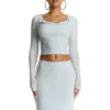 Naked Wardrobe Cowl Neck Crop Top In Blue