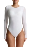 Naked Wardrobe Crewneck Bodysuit In White