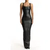 Naked Wardrobe Croc Embossed Faux Leather Body-con Dress In Black