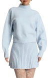 Naked Wardrobe Crop Turtleneck Sweater In Chambray