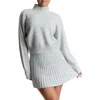 Naked Wardrobe Crop Turtleneck Sweater In Heather Grey