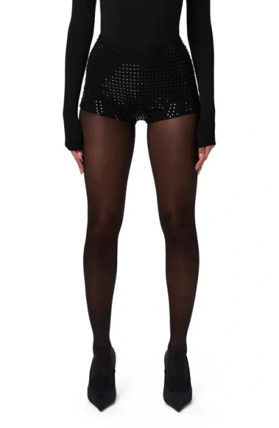 Naked Wardrobe Crystal Studded Shorts In Black