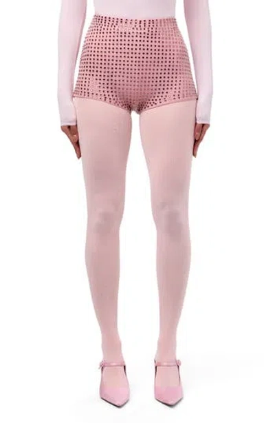 Naked Wardrobe Crystal Studded Shorts In Pink