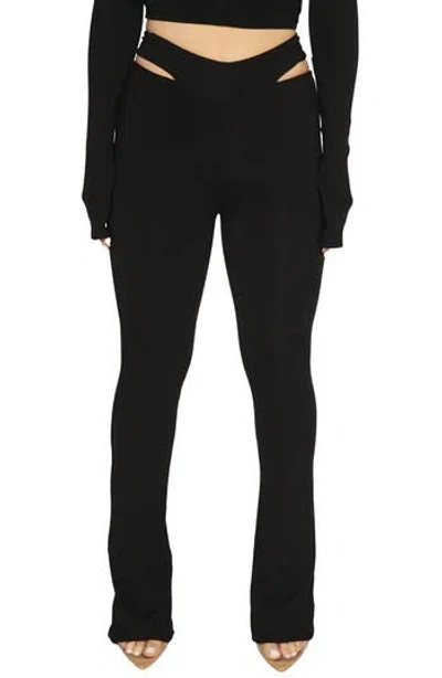 Naked Wardrobe Cutout Waist Rib Pants In Black