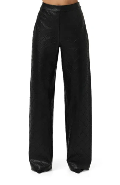 Naked Wardrobe Diamond Stitched Faux Leather Pants In Black