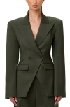 Naked Wardrobe Double Breasted Blazer In Green