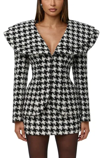 Naked Wardrobe Double Collar Houndstooth Blazer In Multi