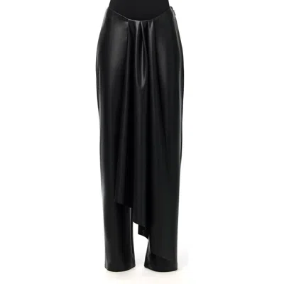 Naked Wardrobe Drape Faux Leather Wide Leg Pants In Black