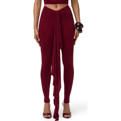 Naked Wardrobe Drape Front Leggings In Red