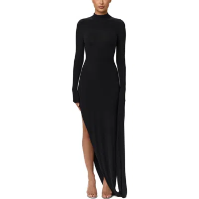 Naked Wardrobe Drape Long Sleeve Maxi Dress In Black