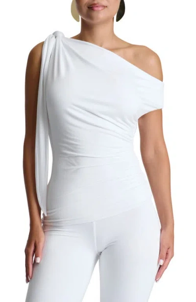 Naked Wardrobe Drape Neck One-shoulder Top In White