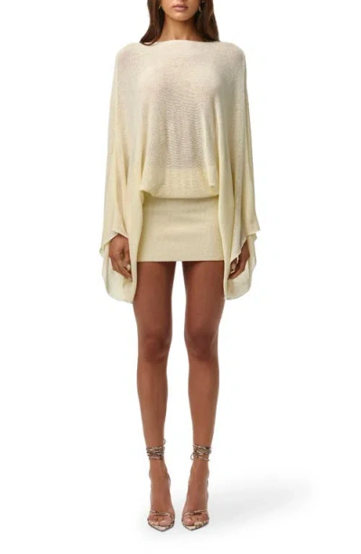 Naked Wardrobe Drape Sleeve Knit Minidress In Neutral
