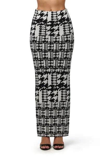 Naked Wardrobe Dual Houndstooth Maxi Skirt In Multi