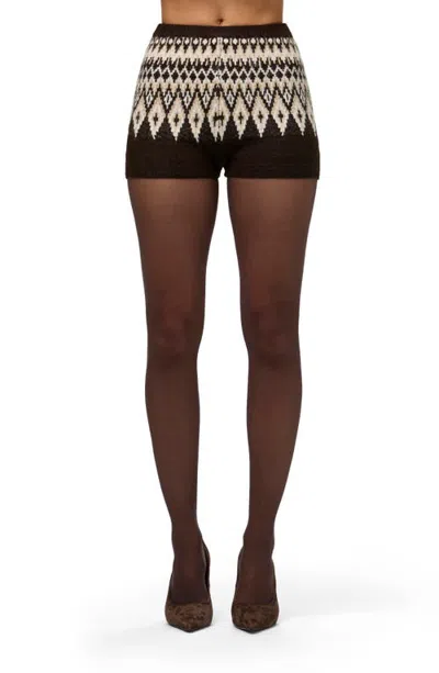 Naked Wardrobe Fair Isle Knit Hot Pants In Multi