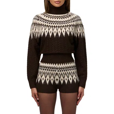 Naked Wardrobe Fair Isle Turtleneck Sweater In Multi