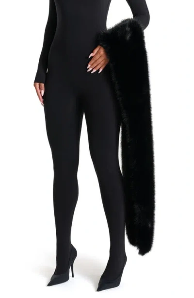 Naked Wardrobe Faux Fur Shawl In Black