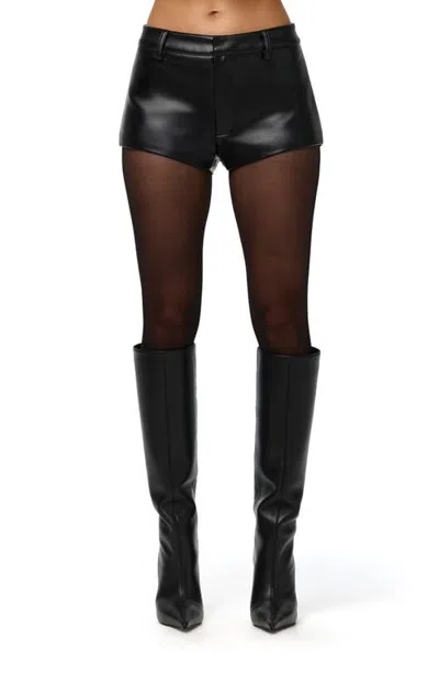 Naked Wardrobe Faux Leather Hot Pants In Black