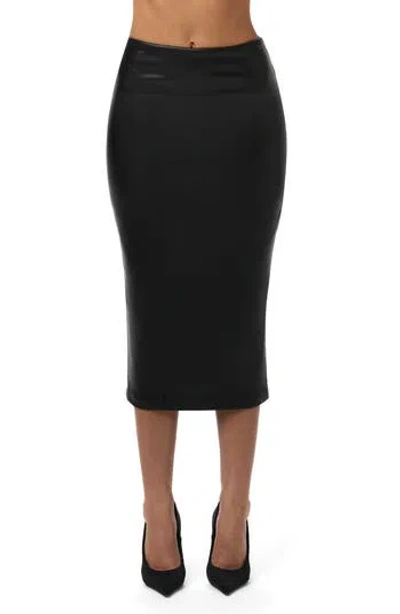Naked Wardrobe Faux Leather Midi Skirt In Black