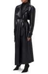 Naked Wardrobe Faux Leather Trench Coat In Black