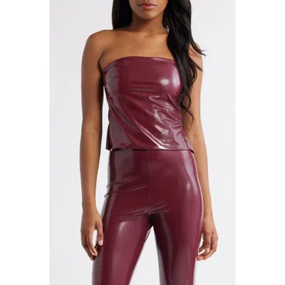 Naked Wardrobe Faux Leather Tube Top In Zinfandel