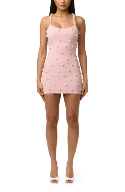 Naked Wardrobe Faux Pearl Body-con Minidress In Pink