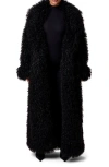 Naked Wardrobe Faux Shearling Coat In Black