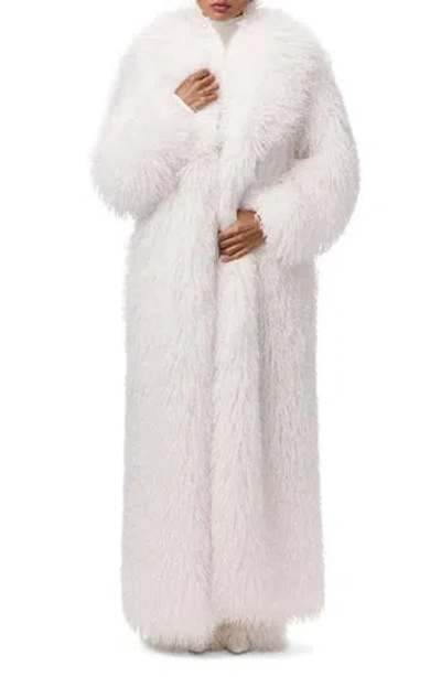 Naked Wardrobe Faux Shearling Coat In Bone