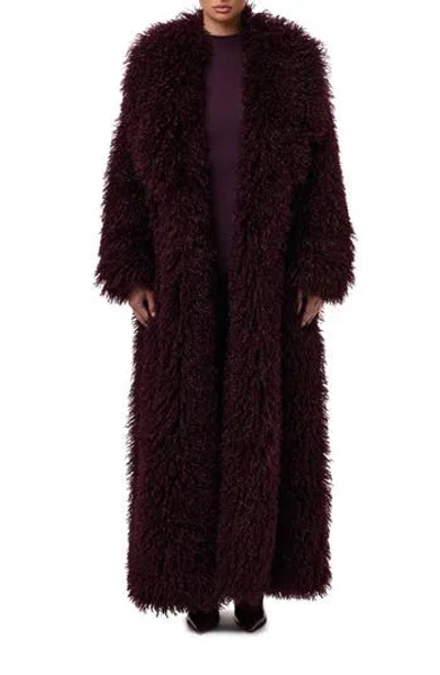Naked Wardrobe Faux Shearling Coat In Purple