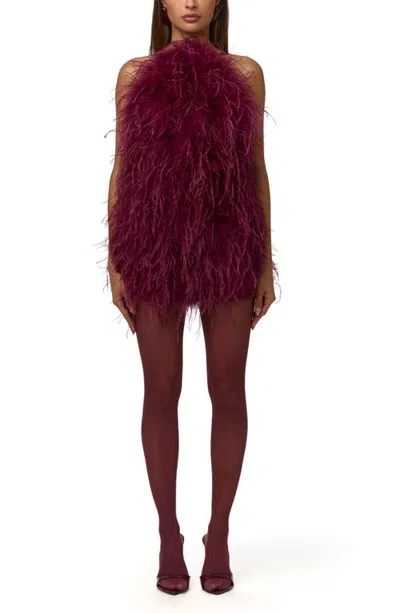 Naked Wardrobe Feather Minidress In Pink