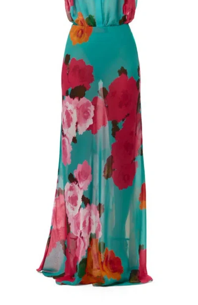 Naked Wardrobe Floral Print Chiffon Maxi Skirt In Animal Print