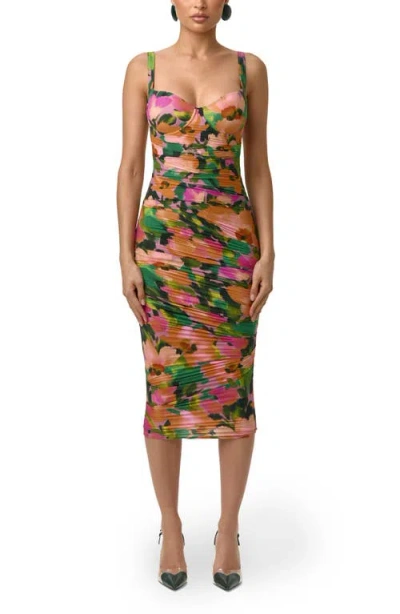 Naked Wardrobe Floral Sleeveless Open Back Body-con Dress In Multi