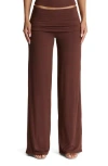 Naked Wardrobe Foldover Flare Pants In Brown