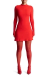 Naked Wardrobe Funnel Neck Long Sleeve Minidress In Red