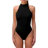 Naked Wardrobe Funnel Neck Racerback Bodysuit In Black