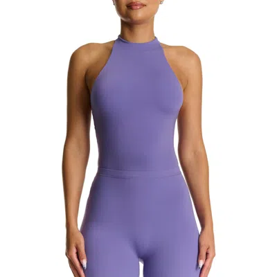 Naked Wardrobe Funnel Neck Racerback Bodysuit In Purple