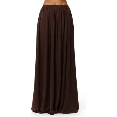 Naked Wardrobe Gathered Side Slit Maxi Skirt In Brown