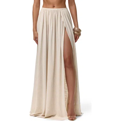 Naked Wardrobe Gathered Side Slit Maxi Skirt In White