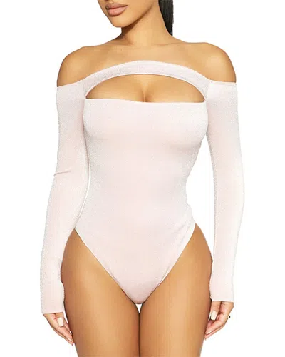 Naked Wardrobe Glow Off-shoulder Bodysuit In Pink